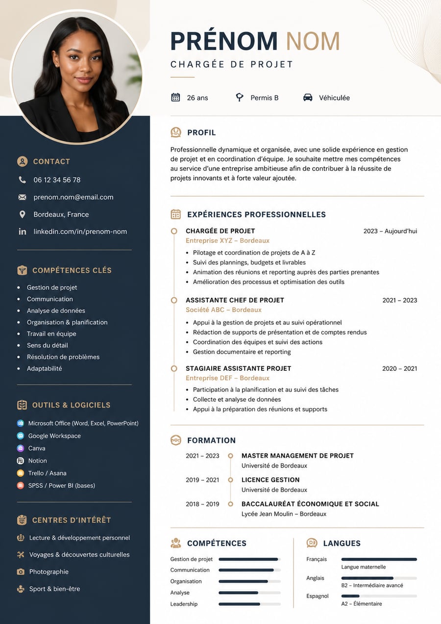 Exemple de CV créé sur PapierSchrono.fr
